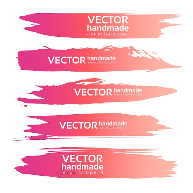 Vector abstracto realista pink gouache trazos de pintura aislados en blanco