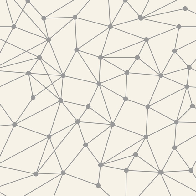 Abstracto Red geométrica Patrón sin costuras Nodos Líneas Conexiones Fondo gris blanco