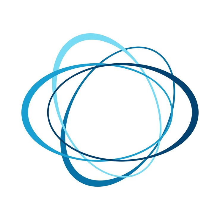 Vector abstracto remolinos azules curvas interconectadas formas ovaladas diseño dinámico