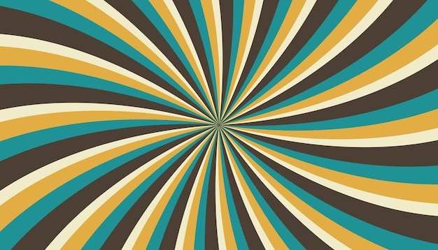 Abstracto retro groovy colorido estallido de sol patrón a rayas giratorio retorcido de los años 70 textura de fondo vintage
