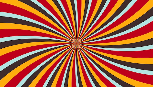 Abstracto retro groovy colorido estallido de sol patrón a rayas giratorio retorcido de los años 70 textura de fondo vintage