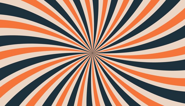 Abstracto retro groovy colorido estallido de sol patrón a rayas giratorio retorcido de los años 70 textura de fondo vintage