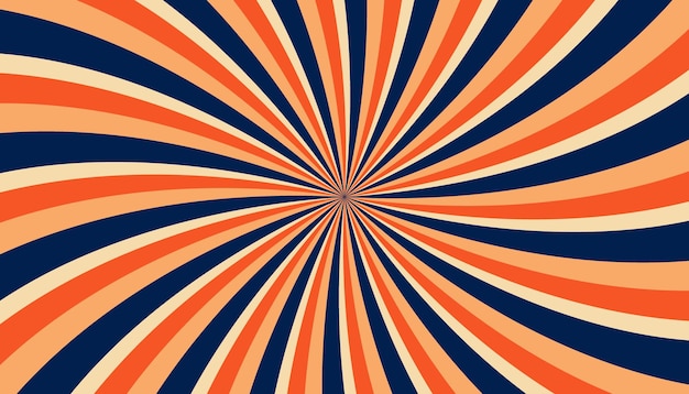 Abstracto retro groovy colorido estallido de sol patrón a rayas giratorio retorcido de los años 70 textura de fondo vintage