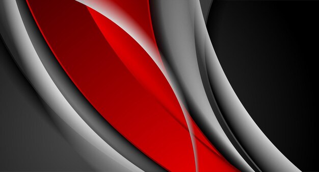 Abstracto rojo negro ondas brillantes fondo hitech