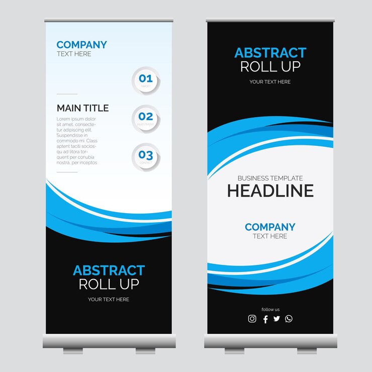 Abstracto roll up banner con el moderno