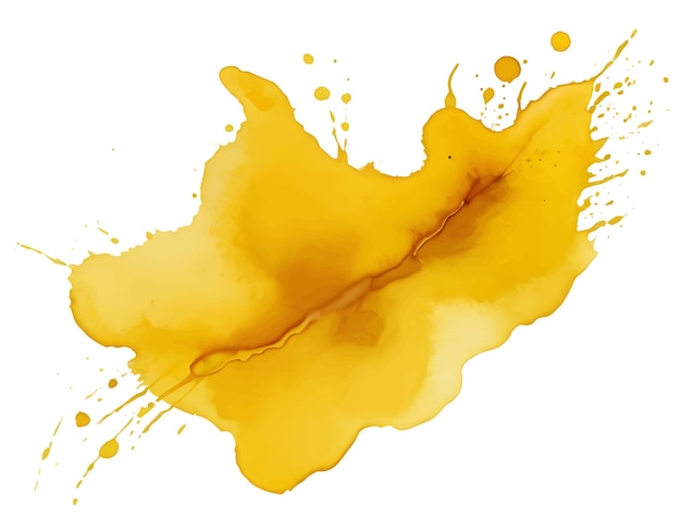 Abstracto salpicaduras de acuarela amarilla aisladas en un fondo blanco
