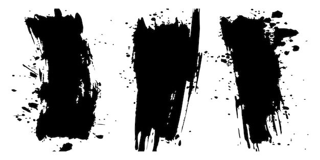 Abstracto salpicaduras de tinta negra y pinceladas grungy conjunto vectorial en un fondo blanco