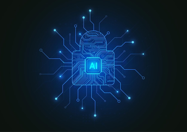 Abstracto de seguridad de inteligencia artificial de primera calidad digital con concepto de diseño de circuitos