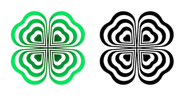 Vector abstracto trébol de cuatro hojas con forma de corazón símbolo de buena suerte y éxito talisman amuleto de irlandés