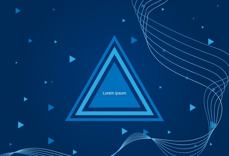 Vector abstracto triángulo geométrico azul con líneas de onda papel de pared hd ilustración vectorial de fondo