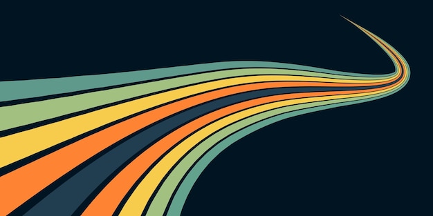 Abstracto Vector de fondo colorido de los años 70 con papel tapiz retro vintage con rayas de arco iris