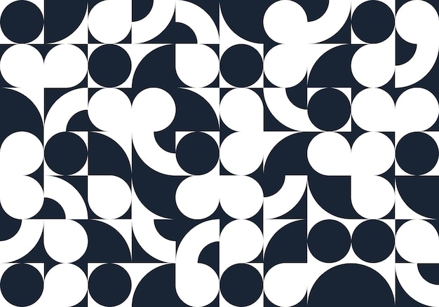 Abstracto vector geométrico patrón sin costuras negro y blanco elementos geométricos simples repetir azulejos papel tapiz o sitio web de fondo diseño de fondo en estilo retro