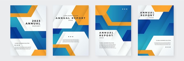 Abstracto vectorial azul naranja y blanco informe anual de negocios corporativos con estilo moderno y simple plantilla de cartel de folleto de negocios