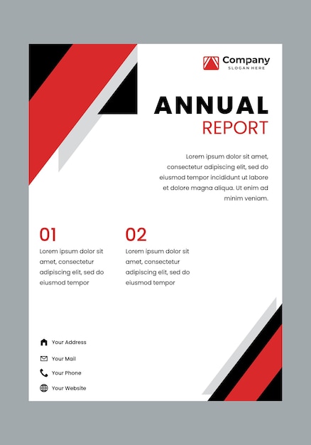Abstracto vectorial rojo y negro diseño de informe anual de negocios corporativos con estilo moderno y simple