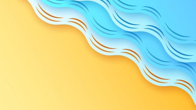 Abstracto de verano Corte de papel Mar Océano Ola Agua Arena Fondo Diseño vectorial