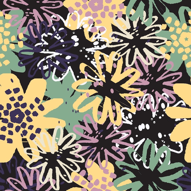 Abtract colorido inconsútil mano dibujar flor patrón fondo flor tarjeta de felicitación