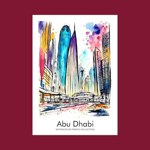 Abu dhabi acuarela viajes pintura