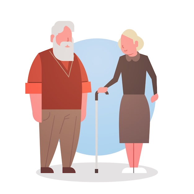 Abuela abuela y gran hombre senior de hombre y mujer gris Cabello Icono Encuadre de cuerpo entero