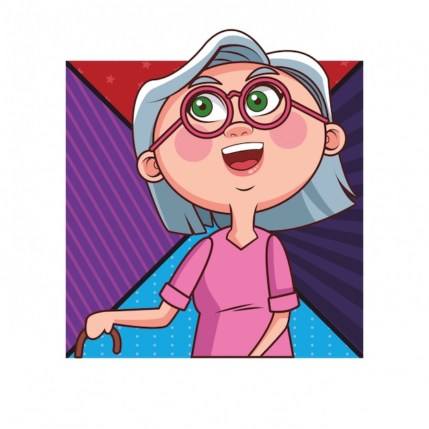 abuela anciano persona bastón retrato