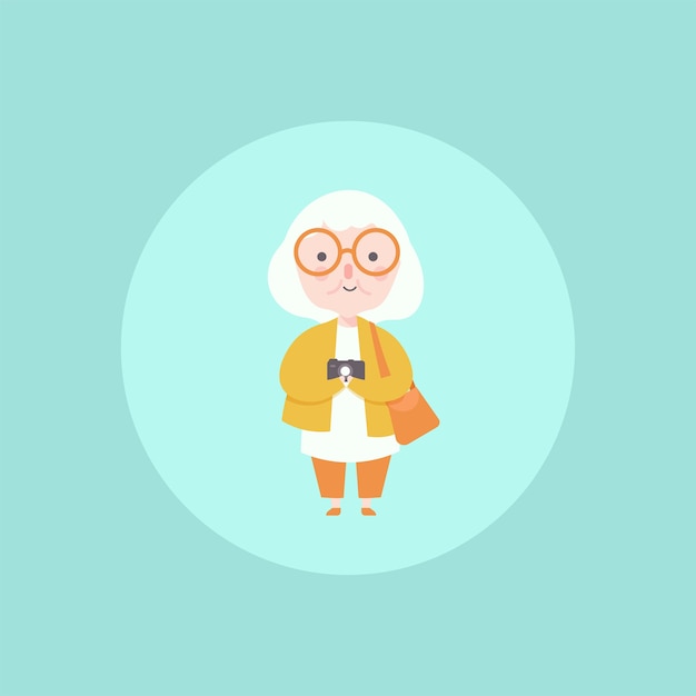 Abuela feliz personaje carrtoon vector illustration