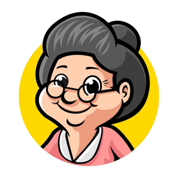 La abuela con las gafas logotipo de la mascota