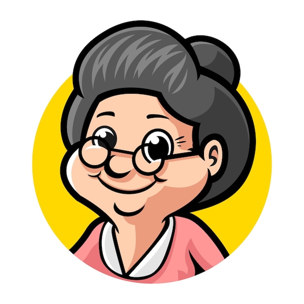 Vector la abuela con las gafas logotipo de la mascota