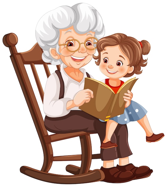 Vector la abuela le lee una ilustración a su nieto