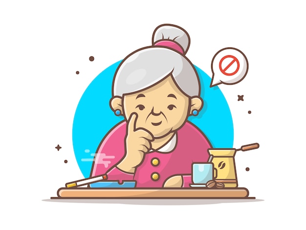 La abuela prohíbe fumar icono ilustración