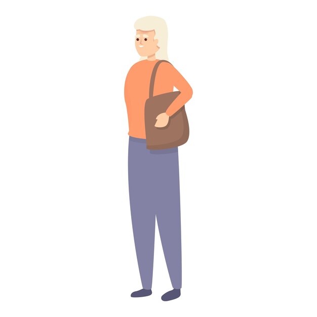 Abuela vacaciones vida icono dibujos animados vector Senior viajes Mujer feliz