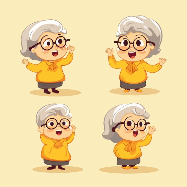 Una abuela vestida de amarillo.