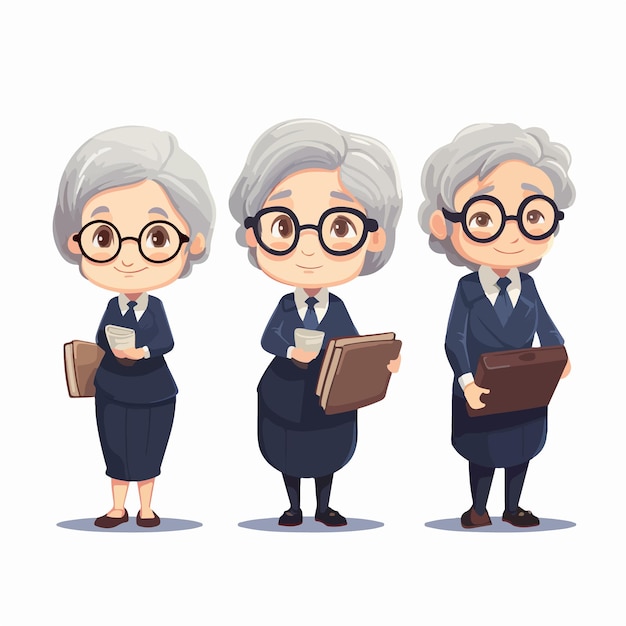 Abuela vestida como abogada imagen vectorial en diseño plano abuela abogada