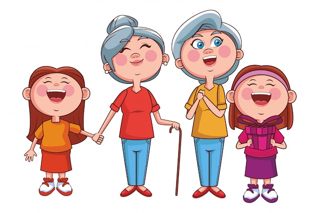 Vector abuelas y nietos