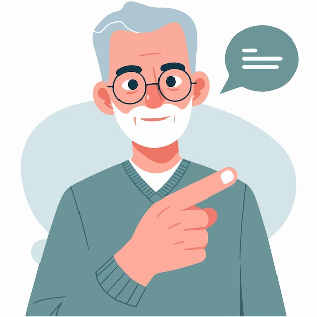 El abuelo estaba señalando con la mano.