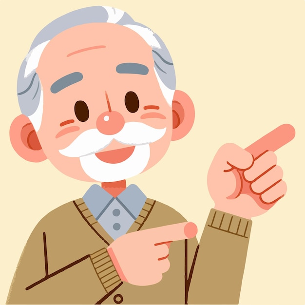 El abuelo estaba señalando con la mano.