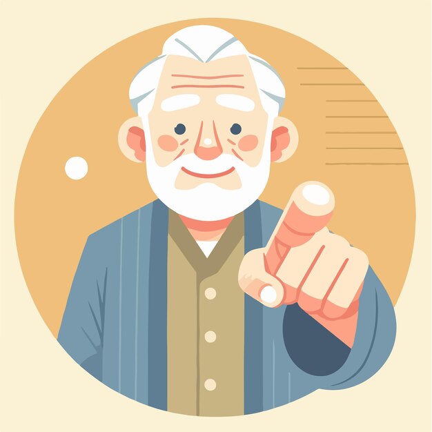 El abuelo estaba señalando con la mano.