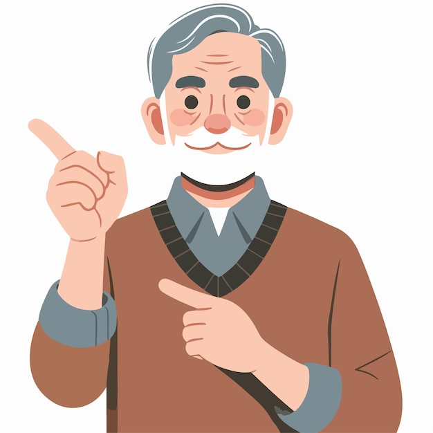 El abuelo estaba señalando con la mano.
