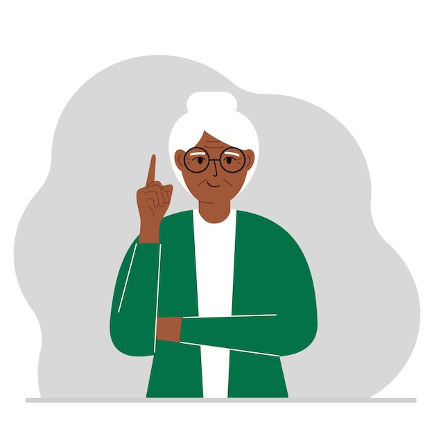 Abuelo feliz levantando su dedo índice. vector