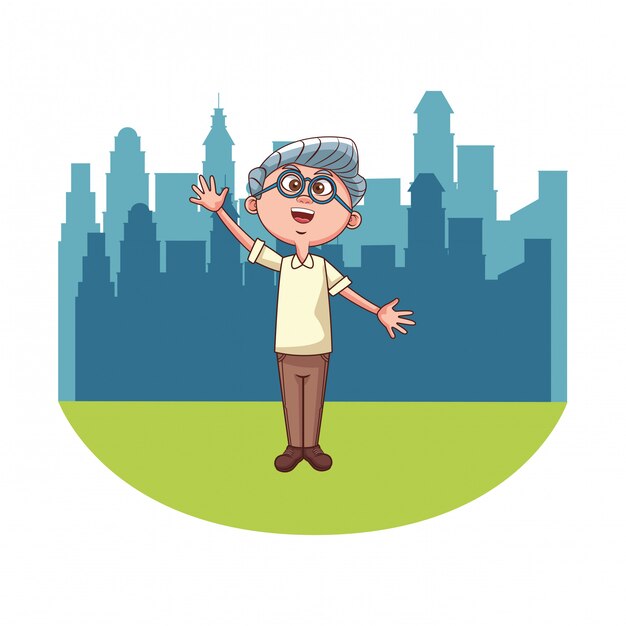 abuelo gafas ciudad