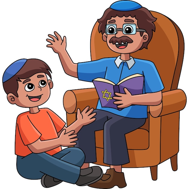 El abuelo de Hanukkah cuenta historias Clipart