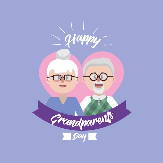 abuelo juntos dentro de corazón con diseño de cinta