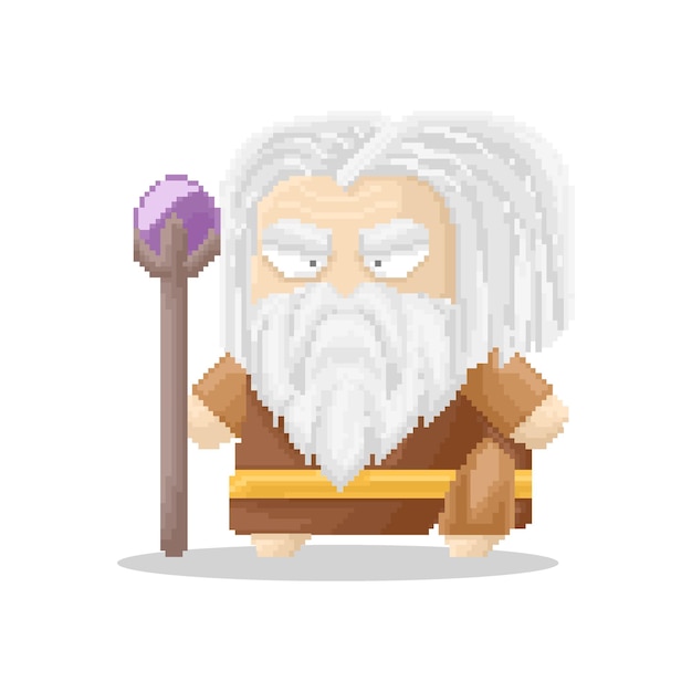 Abuelo mago chibi personaje pixel art