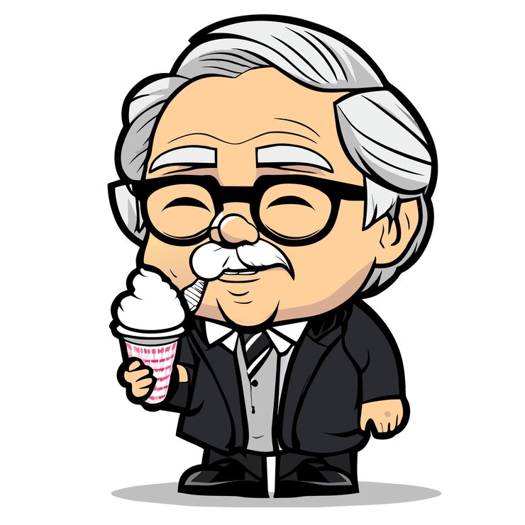 Vector el abuelo sabio con el arte vectorial del cono de helado