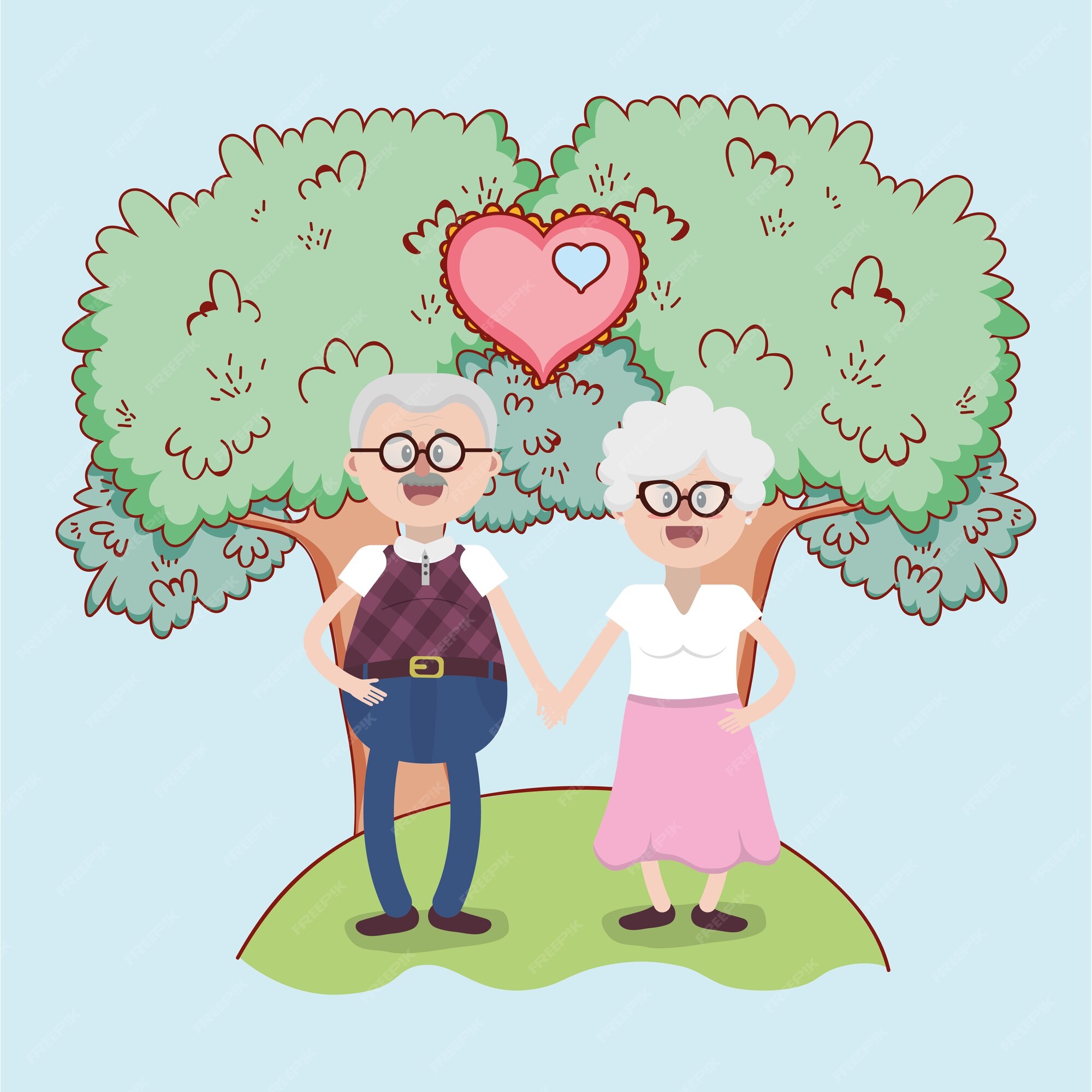 Abuelos amor relación de dibujos animados | Vector Premium