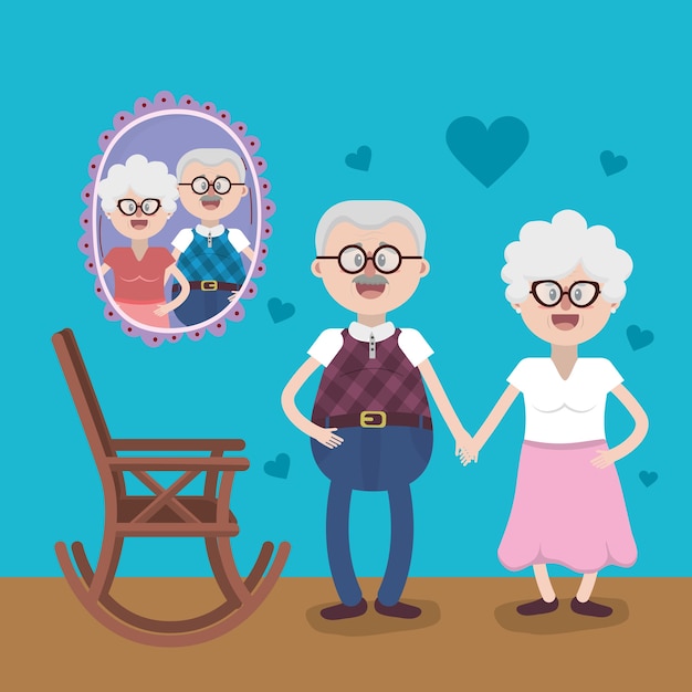 Vector abuelos amor relación de dibujos animados