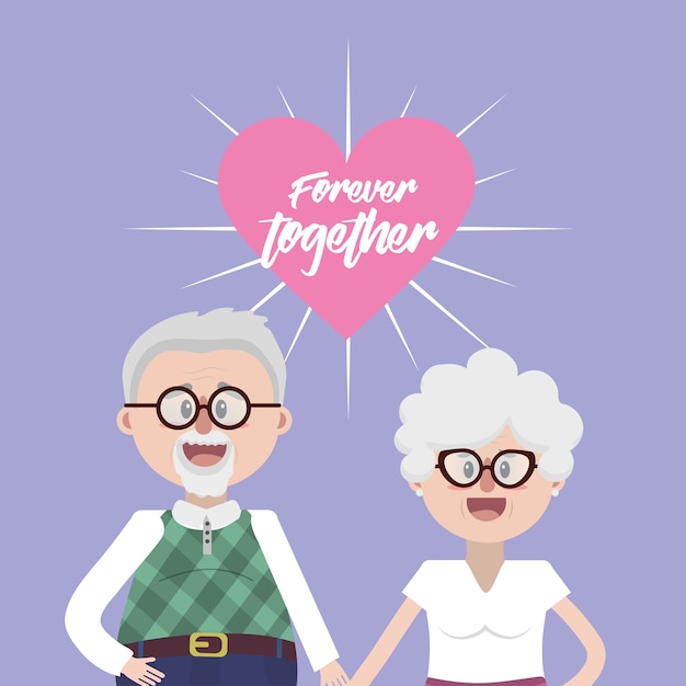 abuelos junto con gafas y peinado