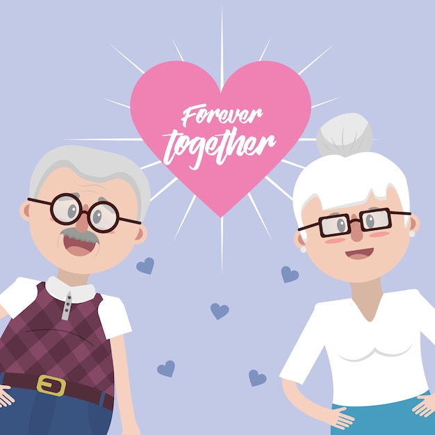 abuelos junto con gafas y peinado