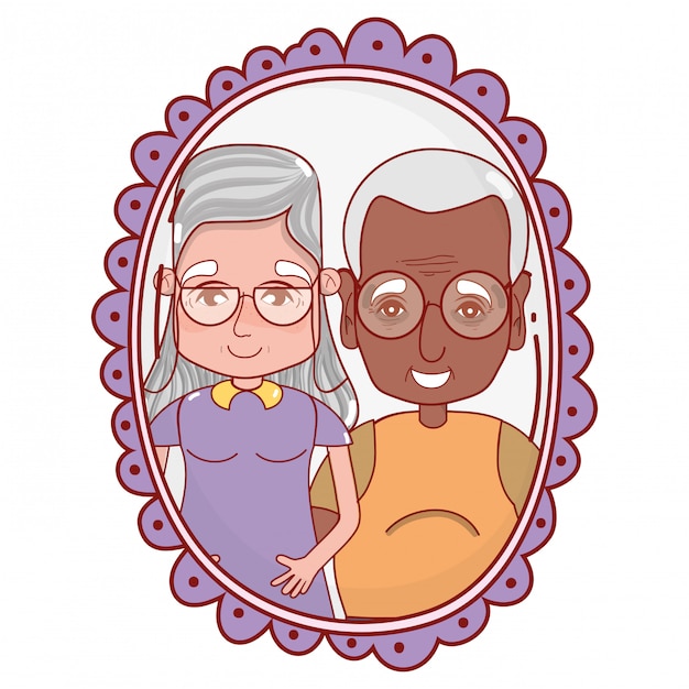 abuelos lindos pareja de dibujos animados