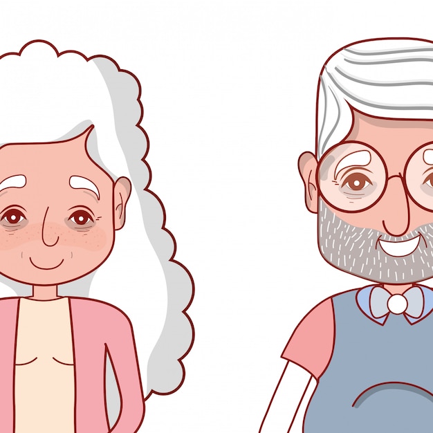 Vector abuelos lindos pareja de dibujos animados