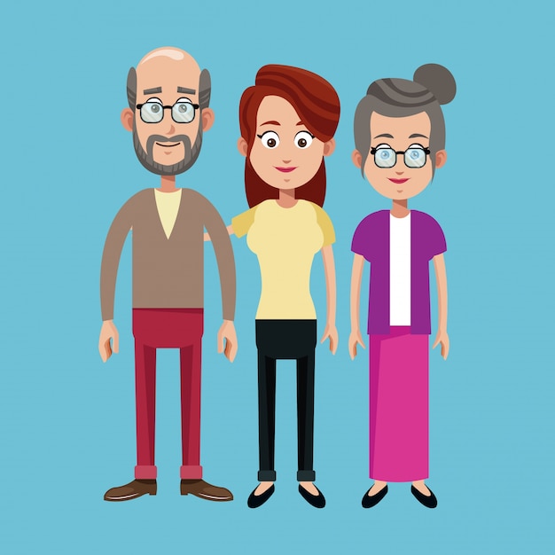 Vector abuelos y madre familia