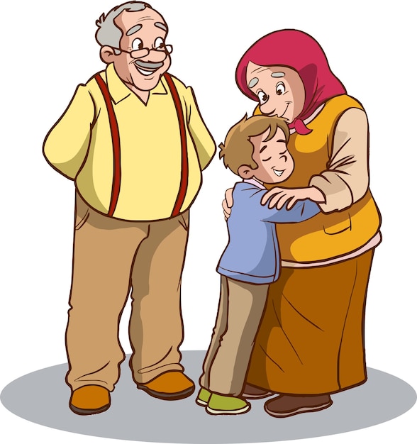Abuelos y nietos ilustración vectorial